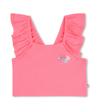Billieblush para niña. U21945 Camiseta Acanalada rosa (6años= 114/119cm), Casual, Poliéster, moda infantil