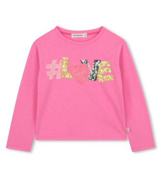 Billieblush para niña. U21606 Camiseta Vibrant rosa (6años= 114/119cm), Casual, Algodón, Manga larga, moda infantil