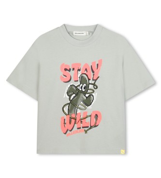 Billieblush unisex para niños. U21186 Camiseta Stay Wild gris (4años= 102cm), Casual, Algodón, Manga corta, moda infantil