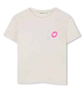 Billieblush para niña. U21223 Camiseta Positive blanco roto (10años= 138cm), Casual, Algodón, Manga corta, moda infantil