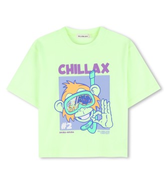 Billieblush para niño. U21697 Camiseta Ilustrada verde (8años= 126cm), Casual, Algodón, Manga corta, moda infantil