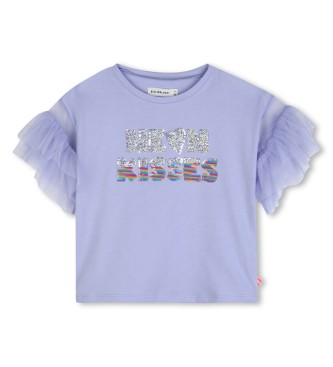 Billieblush para niña. U21929 Camiseta Kisses azul (10años= 138cm), Casual, Algodón, Manga corta, moda infantil