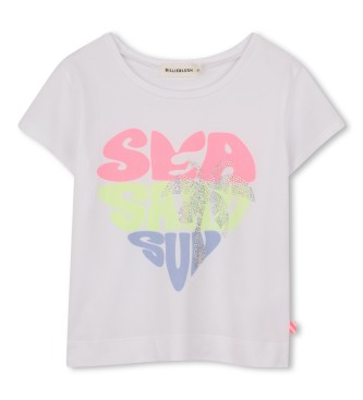 Billieblush para niña. U21953 Camiseta Sea blanco (8años= 126cm), Casual, Algodón, Manga corta, moda infantil