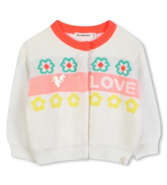 Billieblush para niña. U21267 Cárdigan Punto blanco roto (6meses= 67cm), Casual, Poliéster, Manga larga, moda infantil