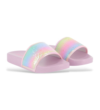 Billieblush para niña. U20688 Chanclas con lentejuelas lila (31), Plano, Ninguno, Beachwear, moda infantil