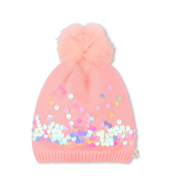 Billieblush para niña. U21510 Gorro Brillo rosa (2), Casual, Algodón, moda infantil