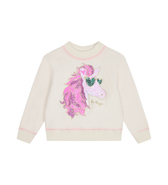 Billieblush para niña. U20471 Sudadera de felpa francesa beige (6años= 114/119cm), Casual, Poliéster, moda infantil, Billieblush outlet 2024