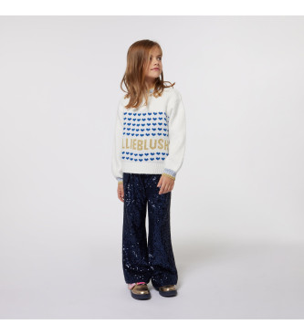 Billieblush para niña. U20456 Jersey de punto blanco (12Años= 150cm), Casual, Poliéster, moda infantil, Billieblush outlet 2024.