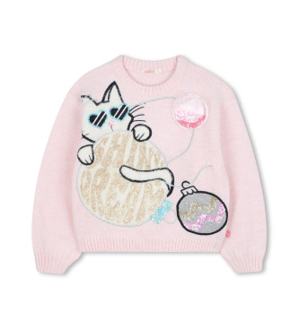 Billieblush para niña. U21380 Jersey Cat rosa (8Años= 126cm), Casual, Algodón, moda infantil