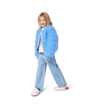 Billieblush para niña. U21591 Jeans Letra azul (10Años= 138cm), Casual, Algodón, Denim, moda infantil