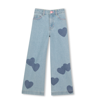 Billieblush para niña. U21877 Jeans Corazón azul (12años= 150cm), Casual, Algodón, Denim, moda infantil