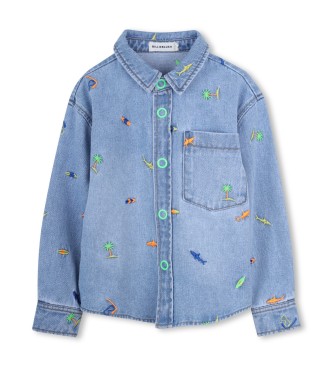 Billieblush för pojkar. U22185 Dubbel överskjorta blå (8Y= 126cm), Casual, Denim, Lång ärm, barnmode