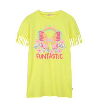 Vestido con estampado gráfico amarillo (3años= 94cm), Casual, Manga corta, moda infantil