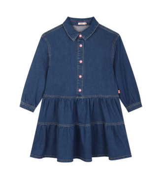 Billieblush para niña. U20496 Vestido Con Tablas marino (6años= 114/119cm), Azul, Casual, Algodón, Denim, Manga larga, moda infantil, Billie