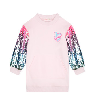 Billieblush para niña. U20503 Vestido de felpa francesa rosa (12Años= 150cm), Casual, Algodón, Manga larga, moda infantil, Billieblush outle