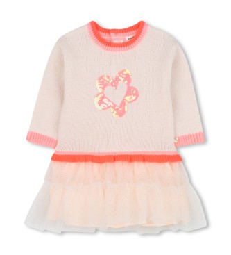 Billieblush para niña. U21254 Vestido Adorable rosa (2años= 86cm), Casual, Algodón, Manga larga, moda infantil