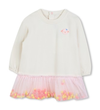 Billieblush para niña. U21281 Vestido Bimaterial beige (18meses= 81cm), Casual, Algodón, Manga larga, moda infantil