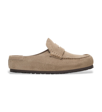 Birkenstock para hombre. 1029675 Zuecos de Piel Naples Wrapped taupe (43), Plano, Ninguno, Casual