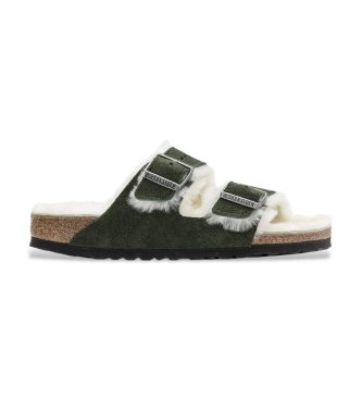 Birkenstock Sandalias Arizona Lana de borrego Ante (Ajuste Estrecho) verde