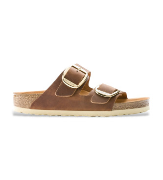 Birkenstock para mujer. 1011073 Sandalias de Piel Arizona Big Buckle Leoi marrón (37), Plano, Ninguno, Casual