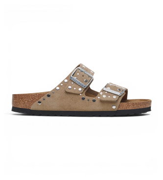 Birkenstock Sandalias de Piel Arizona Rivets (Ajuste Regular) taupe