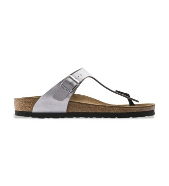 Birkenstock Sandalias de piel Gizeh (Ajuste Regular) plateado