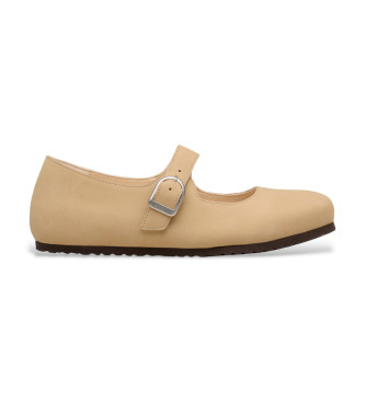 Birkenstock para mujer. 1031539 Bailarinas de Piel Santa Clarita beige (41), Plano, Hebilla, Casual