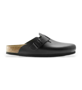 Birkenstock para mujer. 60193 Zuecos Boston Natural negro (39), Piel, Plano, Hebilla, Casual