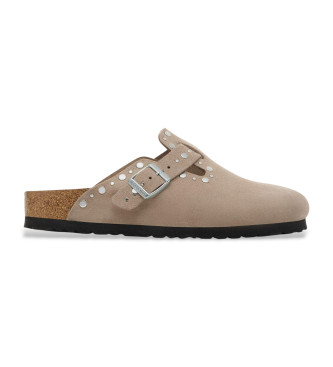 Birkenstock para mujer. 1030418 Zuecos Boston Rivet Suede taupe (42), Plano, Ante, Ninguno, Casual