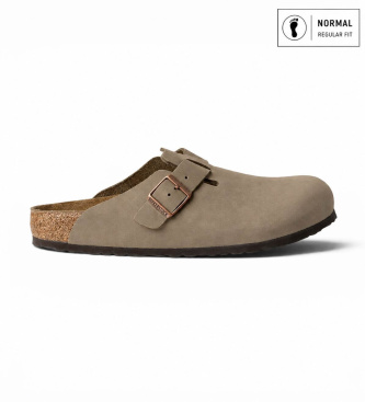 Birkenstock för män. 960811 Lädertofflor Boston (Vanlig passform) brun (40), Hud, Karta, Ingen, Casual