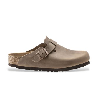 Birkenstock Zuecos de Piel Boston (Ajuste Regular) marrón