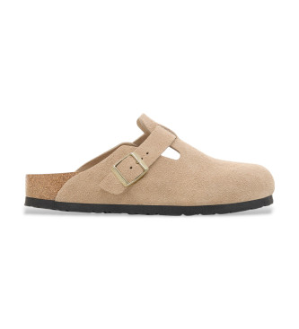 Birkenstock para mujer. 1030883 Zuecos de Piel Boston beige (37), Plano, Ninguno, Casual