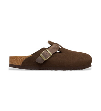 Birkenstock para mujer. 1031716 Zuecos de Piel Boston Braided marrón oscuro (40), Plano, Ninguno, Casual