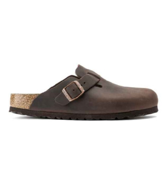 Birkenstock para hombre. 860133 Zuecos de piel Boston Oiled marrón (40), Plano, Ninguno, Casual