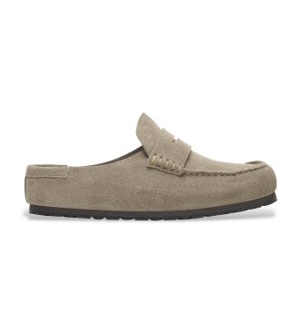 Birkenstock Zuecos de Piel Naples Wrapped (Ajuste Estrecho) taupe