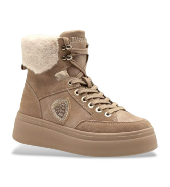 Blauer para mujer. F5EMERY01 Botines de piel Emery beige (39), Marrón, 1 a 3cm, Cordones, Casual