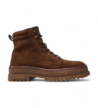 Botines de piel Luka 01 marrón (44), Plano, Cordones, Casual, Blauer outlet 2024.