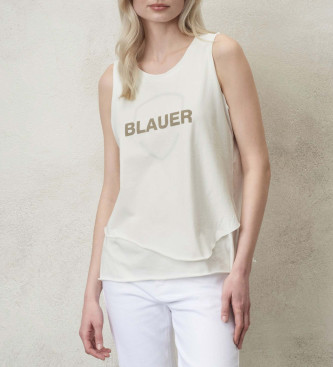Blauer para mujer. 24SBLDH03322 Camiseta de Tirantes Doble blanco (XS), Casual, Algodón, Sin mangas / Tirantes