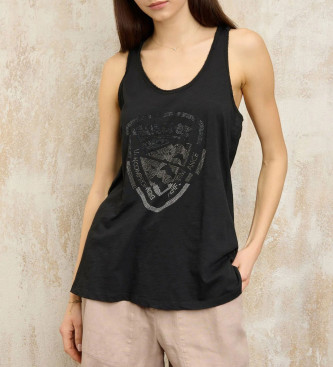 Blauer para mujer. 25SBLDH03371 Camiseta de tirantes negro (L), Casual, Algodón, Sin mangas / Tirantes