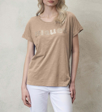 Camiseta Glitter beige (XS), Casual, Algodón, Manga corta, Blauer outlet 2024.