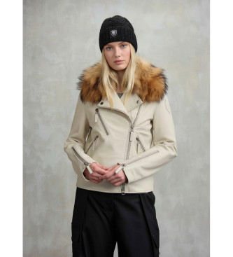 Blauer para mujer. 25WBLDL01340 Cazadora de cuero con piel Cherry blanco (S), Casual