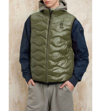 Blauer para hombre. 25SBLUX02230 Chaleco acolchado sin mangas con ondas Danny verde (L), Casual, Poliéster