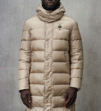 Blauer para hombre. 24WBLUK03027 Plumifero largo con capucha Carver beige (XXL), Casual, Nylon, Manga larga