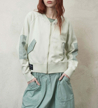 Blauer para mujer. 24SBLDF01288 Sudadera Detalle Satén verde (XS), Casual, Algodón, Manga larga