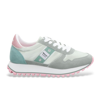Blauer para mujer. S5MILLEN03 Zapatillas de piel Millen 03 verde, rosa (37), Plano, Cordones, Casual, Nylon