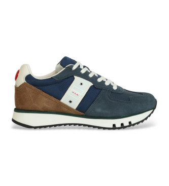 Zapatillas de Piel Tokyo01 marino (45), Plano, Cordones, Casual