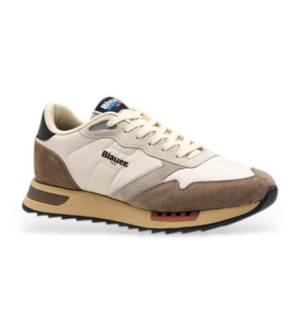 Blauervoor mannen. F5RYDER01 Ryder taupe leren sportschoenen (46), Leer, Plat, Veters, Casual