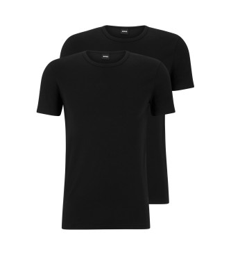 BOSS para hombre. 50475276 Pack de 2 camisetas 50475276 negro (XXL), Homewear, Algodón, Elastano