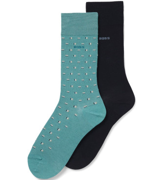BOSS para hombre. 50524282 Set de 2 Calcetines 2P RS Mini iconic turquesa, marino (40-46), Homewear, Sintético