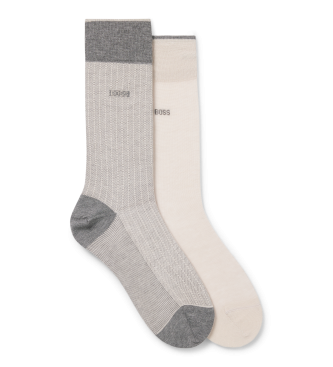 BOSS para hombre. 50515130 Set 2 Pares de Calcetines Mini Design gris, beige (43-44), Homewear, Algodón
